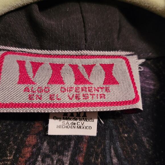 Vintage Vivi Womens Paisley Button Down Dress S Black Shawl Neck Sheer Sleeve - Picture 3 of 14